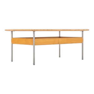 Mid Century Modern Honey Oak Coffee Table Attributed to Sven Ivar Dysthe for Dokka, circa 1970s