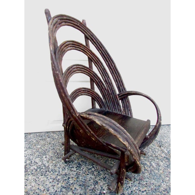 Antique folk art bentwood twig chair, c.1900, for a small adult or child. Possibly Adirondack, this well constructed chair...