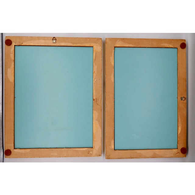 Near Pair of Vintage French Mirrors — Napoleon III Inspired, Navy and Gilt Scrollwork, Mid 20th Century For Sale - Image 4 of 7