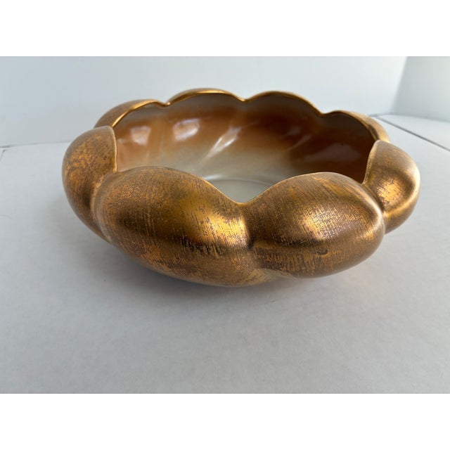 Vintage Hollywood Regency style decorative 22 kt gilt bowl by Stangl Pottery. Makes a lovely cachepot for small orchids or...