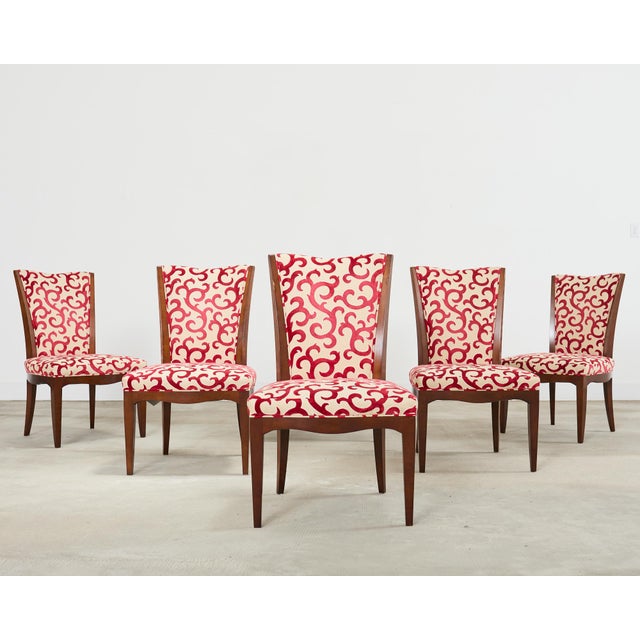 Modern Set of Six Barbara Barry Baker Mahogany Dining Chairs For Sale - Image 3 of 17