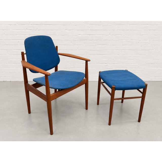 Mid Century Modern Danish Teak Model 203 Armchair + Ottoman by Arne Vodder for France & Daverkosen, C. 1960's For Sale - Image 14 of 17