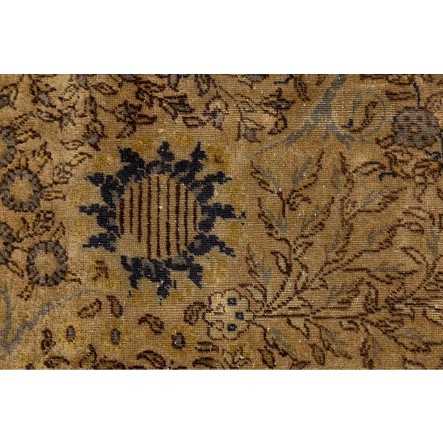 Goldenrod 1920's Antique Tabriz Style Rug Golden Ochre & Indigo Tree of Life Design For Sale - Image 8 of 12