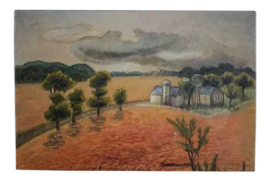 Oil Painting Farm House Scene - Signed Showalter