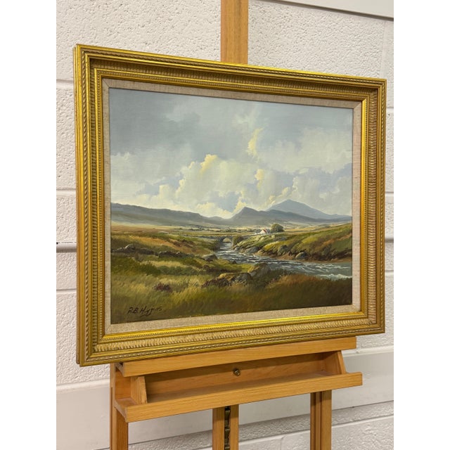 Painting of Mountain Cottages by River in Ireland by 20th Century Irish Artist 1990 Circa For Sale - Image 12 of 18