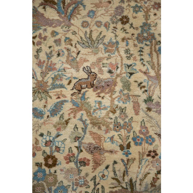 1950s 1950s Vintage Persian Tabriz Forest Scene Square Wool Carpet For Sale - Image 5 of 14