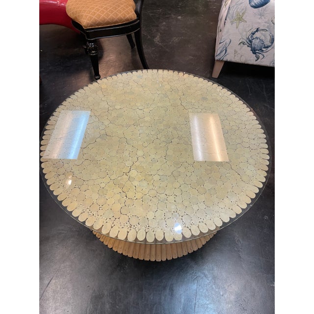 Bring an instant dose of to your living space with this vintage rattan wheat-sheaf coffee table, a style beloved in...