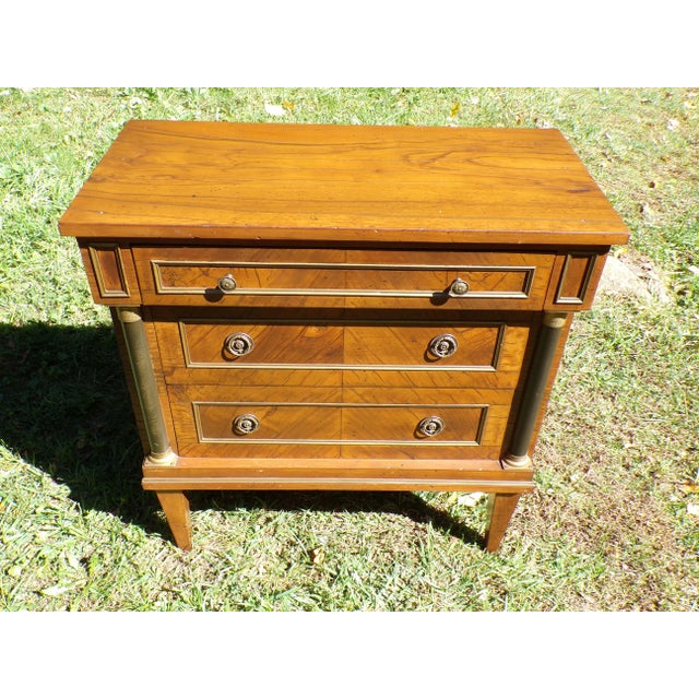 Vintage Italian Neoclassical Style Olivewood Server Chest Table Nightstand For Sale - Image 12 of 17