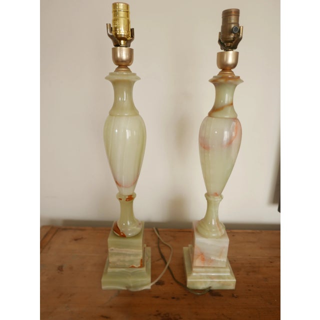 Fabulous onyx table lamps-perfect for a console or beside a bed.
