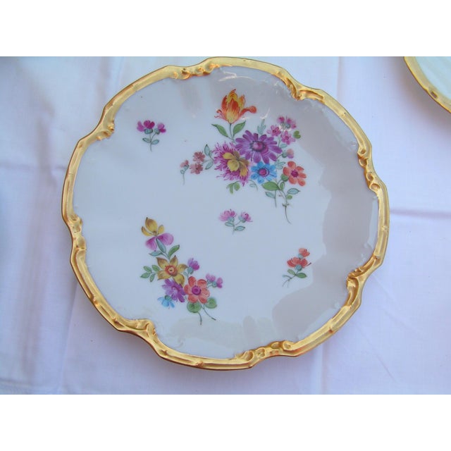Set of 12 Antique Limoges Hand Painted Floral Dessert Plates Coiffe 1891-1942 For Sale - Image 9 of 12