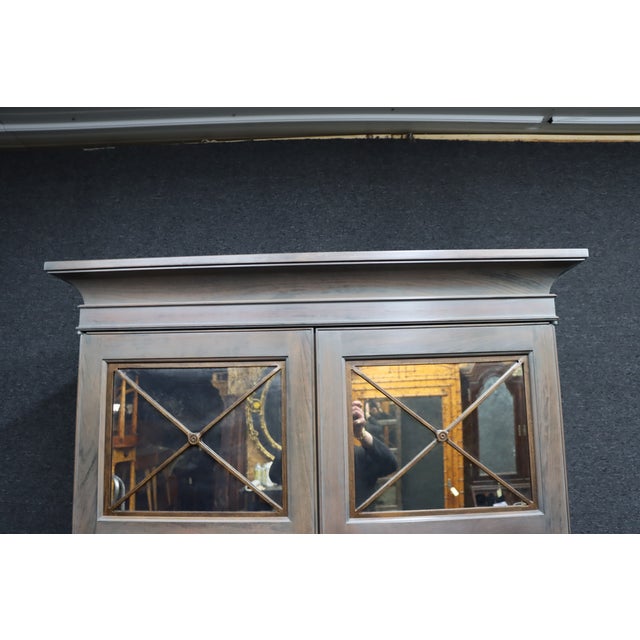 Gray Harden Director Style Cherry Armoire With Smoked Mirror Glass Doors For Sale - Image 8 of 17