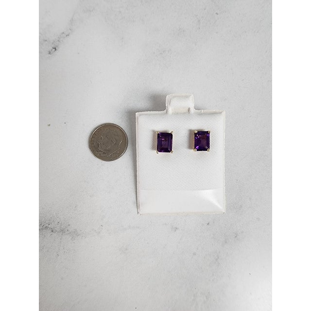 Contemporary Amethyst Emerald Cut Studs, 2 Pieces For Sale - Image 3 of 3