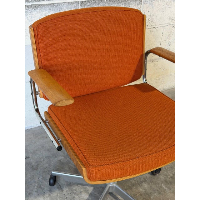 Duba Orange Upholstered Swivel Desk Office Chair Danish Mid-Century Modern 1970s For Sale - Image 4 of 11