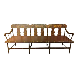 19Thc Original Paint Decorated Settee From Berks County, Pennsylvania