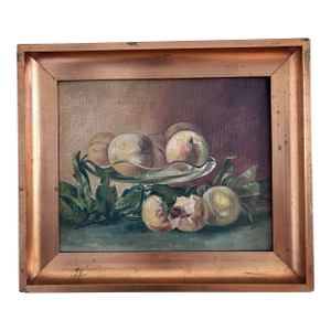 Antique Original Still Life Oil Painting, Fruit Kitchen Art