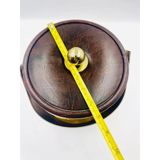 Vintage Georges Briard Coffee-Colored Faux Leather & Golden Accented Ice Bucket For Sale - Image 11 of 12