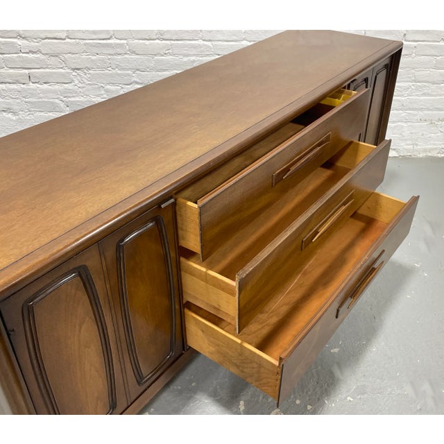 Wood Mid Century Modern Walnut Credenza / Long Dresser by Broyhill Premier, C. 1960's For Sale - Image 7 of 12