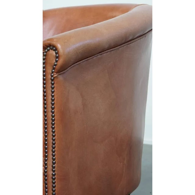 English Style Light Cognac Cowhide Club Chair For Sale - Image 13 of 15