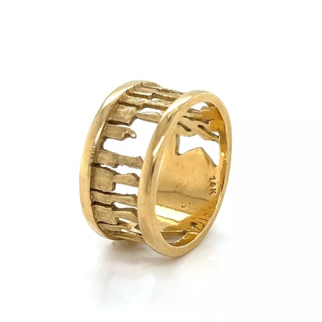 Contemporary Late 20th Century I am my beloved's and my beloved is mine 14k Yellow Gold Wide Band Ring, Size 8.5 For Sale - Image 3 of 5