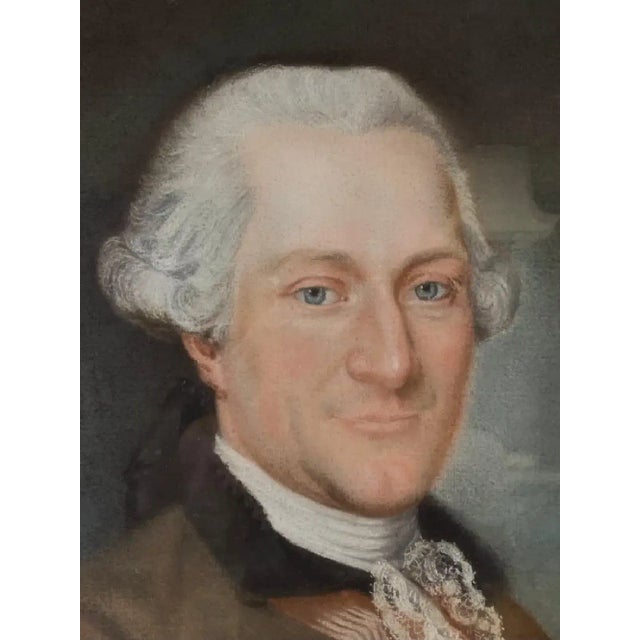 Brass 18th Century Gouache Portraits of French Aristocrats by Charles Noel - a Pair For Sale - Image 8 of 13