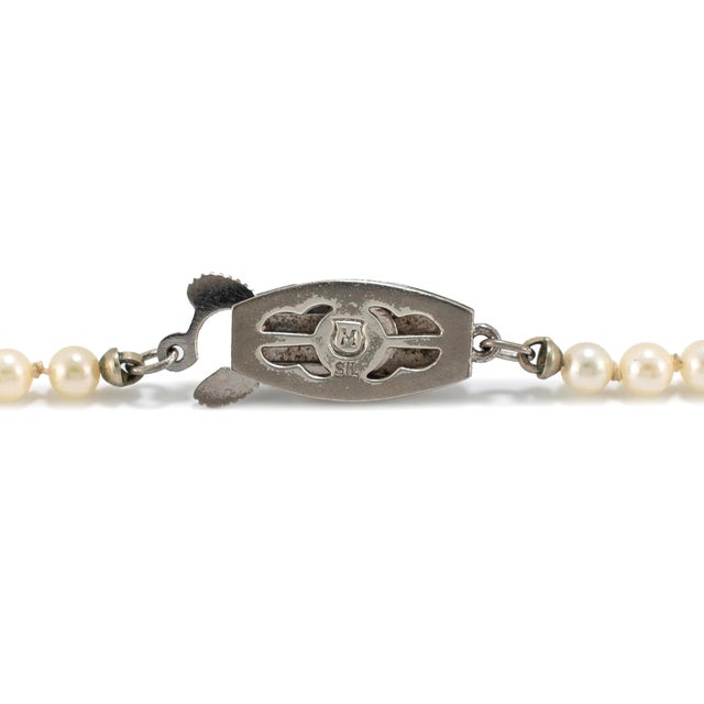 Vintage Mikimoto Sterling Silver Akoya Pearl Graduated Chain Necklace For Sale In Houston - Image 6 of 8