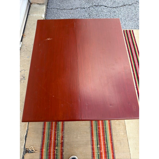 A Pennsylvania Turned Leg Red Wash Painted 1 Drawer Side Table, Circa 1840’s For Sale - Image 11 of 17