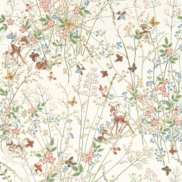 Sanderson Bambi Wallpaper in Sugared Almonds For Sale
