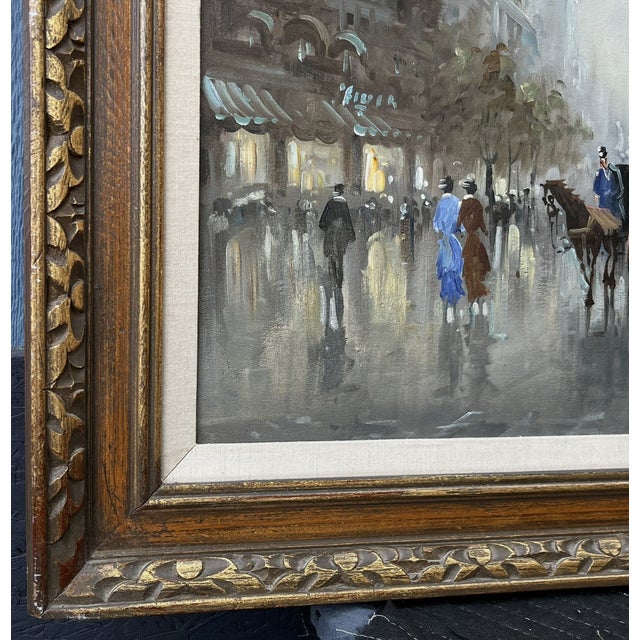 Late 20th Century Antonio Devity Paris Street Scene Oil Painting Framed & Signed Art Impressionism Traditional 1800s Cityscape For Sale - Image 10 of 13