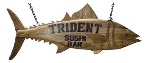 Trident Sushi Bar Carved Trade Sign