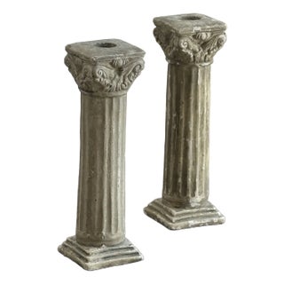 Neoclassical-Style Cast Plaster Candlestick Holders -- a Pair For Sale