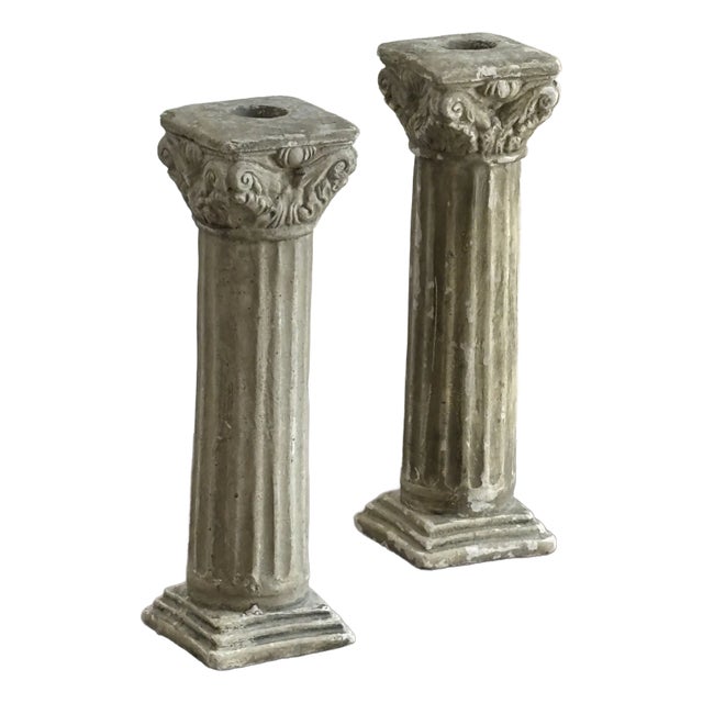 Neoclassical-Style Cast Plaster Candlestick Holders -- a Pair For Sale