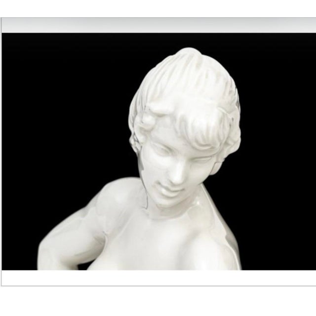 Vintage German Porcelain Seated Nude Female Sculpture White Glazed Figurine For Sale In New York - Image 6 of 7