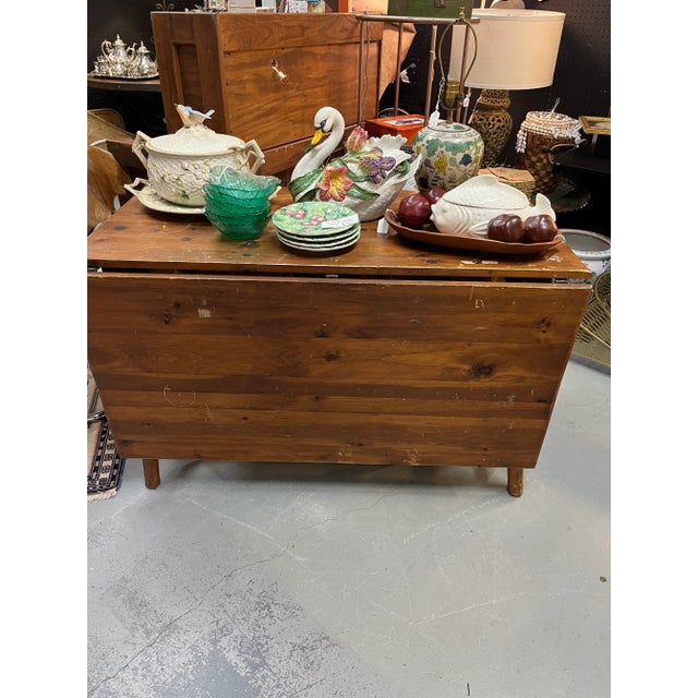 Brown Knotty Pine Handcrafted Gateleg FarmTable For Sale - Image 8 of 12