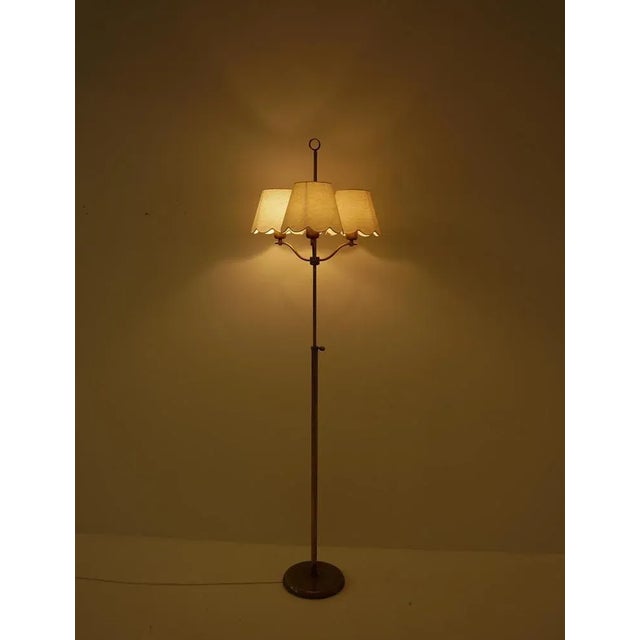 Gold Swedish Modern Floor Lamp in Brass, 1940s For Sale - Image 8 of 9