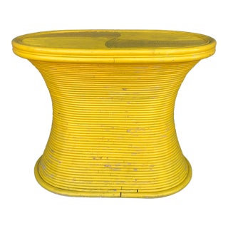 Vintage Split Reed Rattan Table For Sale