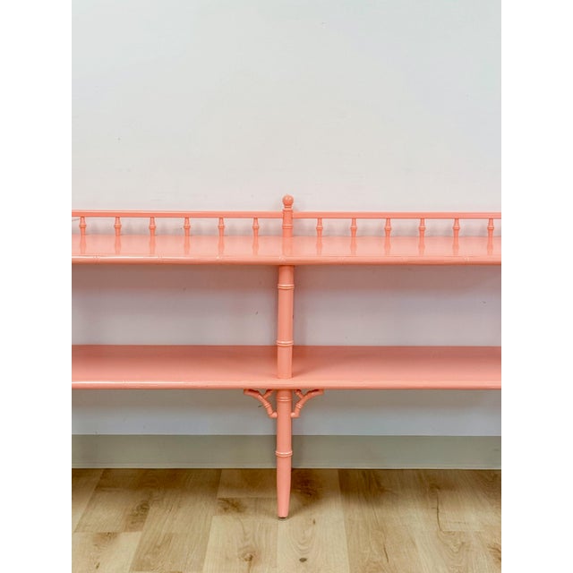 Mid 20th Century Vintage Console Table Thomasville Allegro Style Pink Faux Bamboo Hollywood Regency For Sale - Image 5 of 14