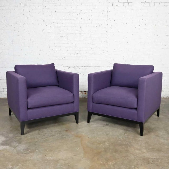 Modern Purple Plum Tone Tuxedo Style Club Chairs by Baker a Pair For Sale - Image 13 of 13