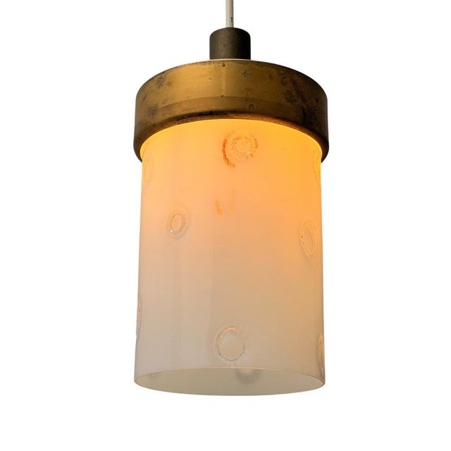 Mid-Century Modern Murano Pendant Lamp in Bronze and Milk Glass, 1960s For Sale - Image 11 of 13