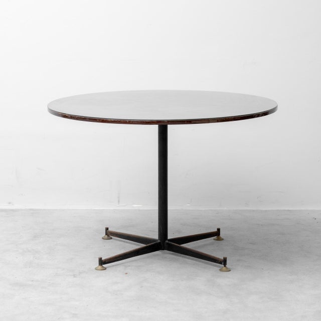 Round Table in Wood, Glass and Metal, 1970s For Sale - Image 3 of 11