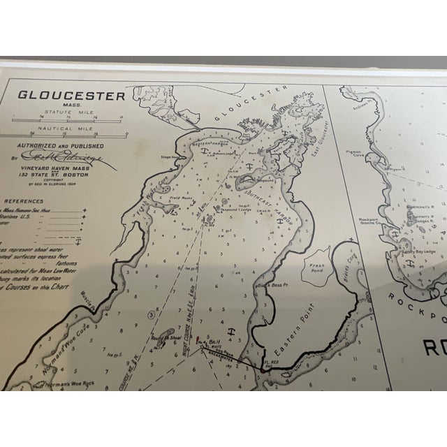 Mariners Chart of Gloucester and Rockport by George Eldridge 1910 For Sale - Image 4 of 12