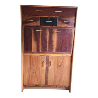 1980s Mid-Century Modern Handmade Wooden Secretary Desk For Sale