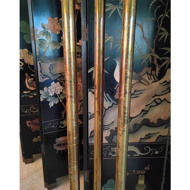 1960s Ornate Hollywood Regency Neoclassical Greek Roman Columns Brass Torchiere Floor Lamp For Sale - Image 10 of 14