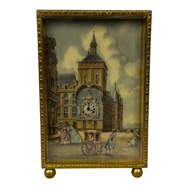 Didisheim Goldschmidt & Fils Painted Table Clock "Le Palais De Justice" C. 1930 For Sale