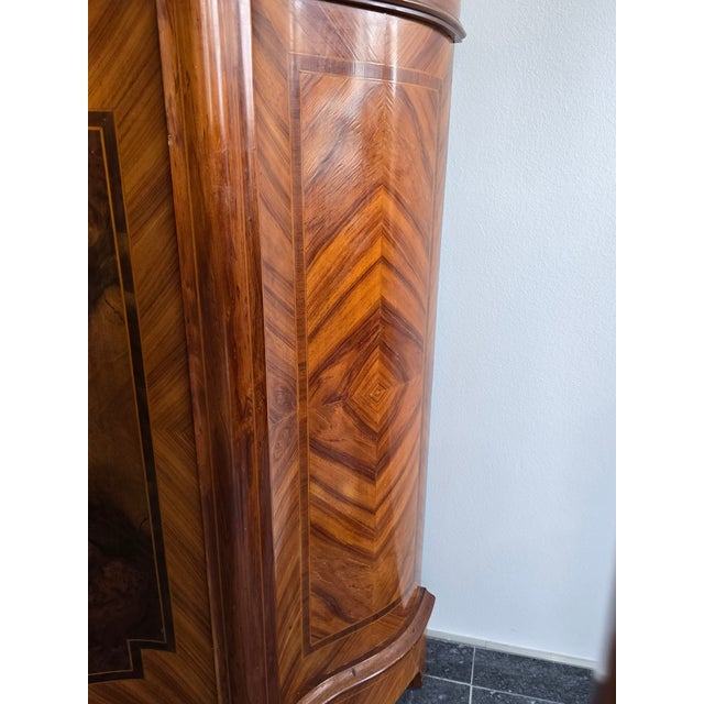 Curved Dresser in Floral Marquetry with Marble Top, 1950s For Sale - Image 10 of 16