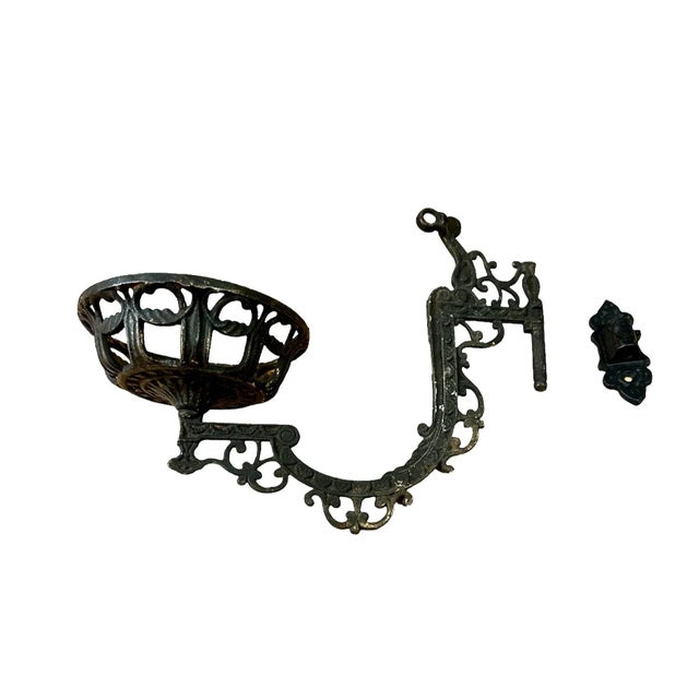 Antique Cast Iron Wall Sconce Candle Holder and Bracket For Sale - Image 6 of 6