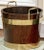 Antique 19th century English Georgian brass bound mahogany peat bucket with loop handles. Pleasing patina and good overall...