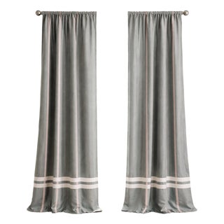 1 Pair New 100% Taffeta Silk Draperies, Lined With 100% Cotton. Silvery Sage Green. For Sale
