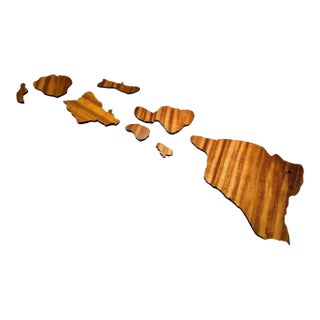 Large Late 20th Century Authentic Koa Wood Hawaiian Islands Sculpture Set by Martin & MacArthur For Sale