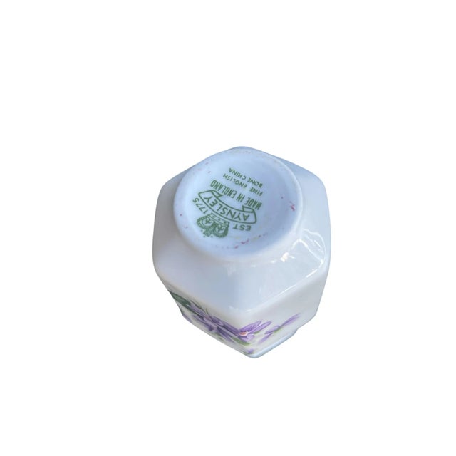 Ceramic Vintage “Wild Violets” by Aynsley Fine English Bone China Bud Vase For Sale - Image 7 of 7