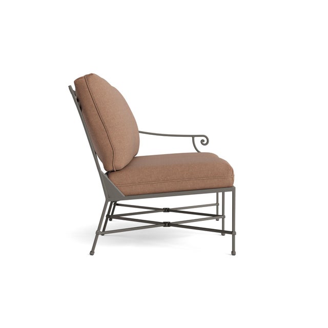 Contemporary Brown Jordan Venetian Right Arm Loveseat, Mica frame with Fusion Clay fabric For Sale - Image 3 of 11